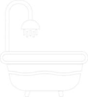 Line art icon of Bathtub with Shower. vector