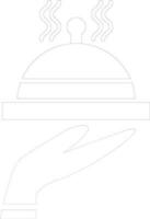Thin line icon of holding cloche for Restaurant sign. vector