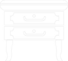 Flat thin line icon of Table Drawer. vector