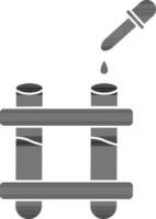 Test Tubes With Pipette or Dropper Icon In black and white Color. vector