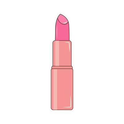 Premium Vector  Cute card template with kawaii pink lipstick, woman stuff  or girls accessory