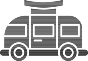 Camper Icon In black and white Color. vector