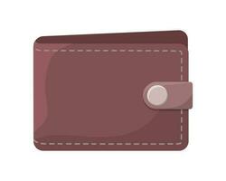 Brown flat leather wallet, two fold cartoon vector illustration isolated object. Concept of no money. Empty closed wallet. Graphic element for app or website ui