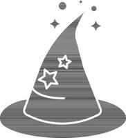 Wizard Hat Icon In Black And White Color. vector