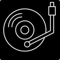 Turntable Or Vinyl Recorder Icon In black and white Color. vector