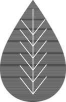 Flat style leaf in black and white color. vector