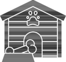 mascota casa icono en negro y blanco color. vector