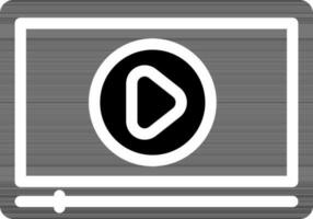 Video Play Screen Icon In Black And White Color. vector