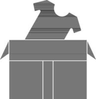 abierto caja con camiseta icono en negro y blanco color. vector