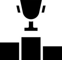Trophy On Podium Icon In black and white Color. vector