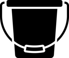 black and white Illustration of Bucket Icon in Flat Style. vector