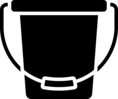 black and white Illustration of Bucket Icon in Flat Style. vector