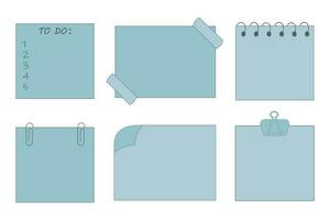 A set of stickers for notes with clips. Icons, flat design, vector