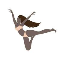 Woman in swimsuit dancing isolated on white background. vector