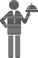 Character of faceless human holding serving tray. vector