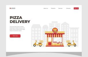 Food online order smartphone. Pizza delivery. Food delivery concept for banner, website design or landing web page. vector