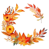 Watercolor Autumn Wreath Isolated. Illustration png