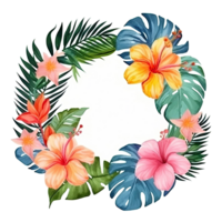 Watercolor tropical wreath isolated. Illustration png