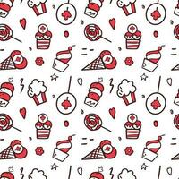 Canada Day. Seamless doodle style illustration with sweets. First of July. For textile, pattern, background or design. Vector