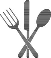 Black spoon, fork and knife. vector