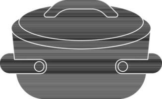 Close black casserole pan in flat style. vector