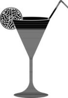 Lemon slice decorated cocktail glass. vector