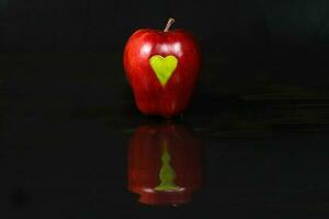 Apple heart red green photo