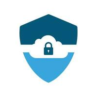 Cloud Security Template and Cloud Icon Vector Illustration