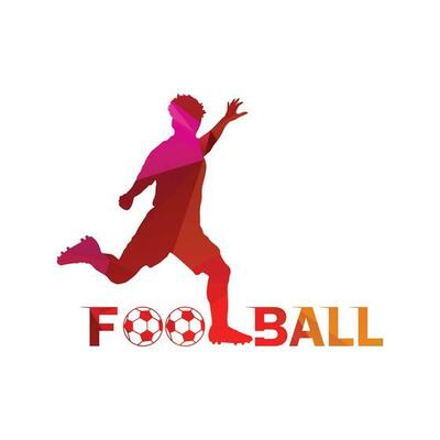 Football soccer player man in action with creative text white background. Vector illustration