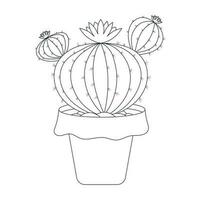 Hand drawn Black and White Cactus Outline Vector Illustration