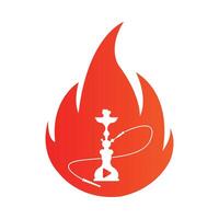 narguile árabe shisha diseño calor fuego forma vector ilustración