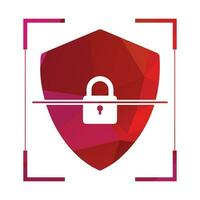 Shield Security Lock Icon with Scanning Bar Template Vector Illustration