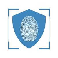 Shield  Security with Thumb Fingerprint Scanning Bar Vector Illustration