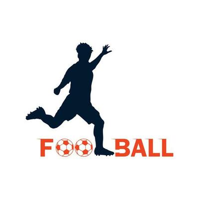 Football soccer player man in action with creative text white background. Vector illustration