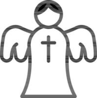 Vector Illustration of Christian Angel In Black and White Color.