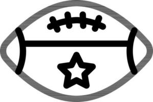 Star on Rugby Ball Icon in Black Line Art. vector