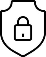 Shield Lock Icon In Thin Line Art. vector