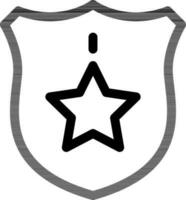 Star Shield Icon or Symbol in Black Thin Line Art. vector
