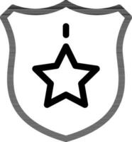 Star Shield Icon or Symbol in Black Thin Line Art. vector