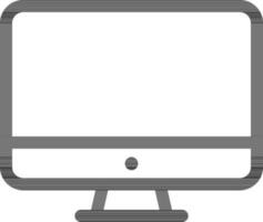 Black Line Art Monitor or Computer Icon. vector