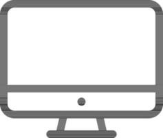 Black Line Art Monitor or Computer Icon. vector