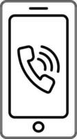 Mobile Ringing or Smartphone Calling Icon in Black Line Art. vector