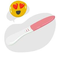 HCG Pregnancy test with negative result, one strip or stick meaning not pregnant woman. Feminine item. Flat vector illustration isolated on white background,