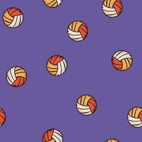 volleyball illustration on blue background. yellow and white color with blue outline. seamless pattern. hand drawn vector. doodle art for wallpaper, wrapping paper, backdrop, fabric. sport icon. vector