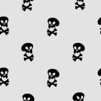 Skulls seamless pattern, vector background with crazy sculls for Hard Rock and Rock N Roll subculture prints textile, hazard and danger, horror and death theme