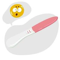 HCG Pregnancy test with negative result, one strip or stick meaning not pregnant woman. Feminine item. Flat vector illustration isolated on white background Surprise pregnancy test,