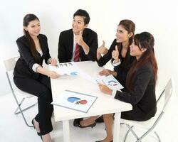 South east Asian young Chinese Indian man woman wearing formal business office ware on white background pose expression photo