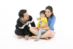 South East Asian young father mother daughter son parent boy girl child activity photo