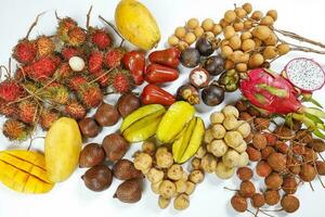 Mix southeast Asian fruit Malaysia Longan Lychee langsat rambutan salak mangosteen mango papaya photo