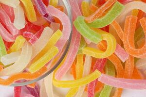 Long Soft Colorful Chewy Sugary Sour Candy Gummy Sweet Assortment , photo